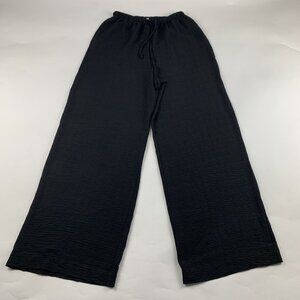 Solai Black Textured Crepe Pull On Wide Leg Pant M